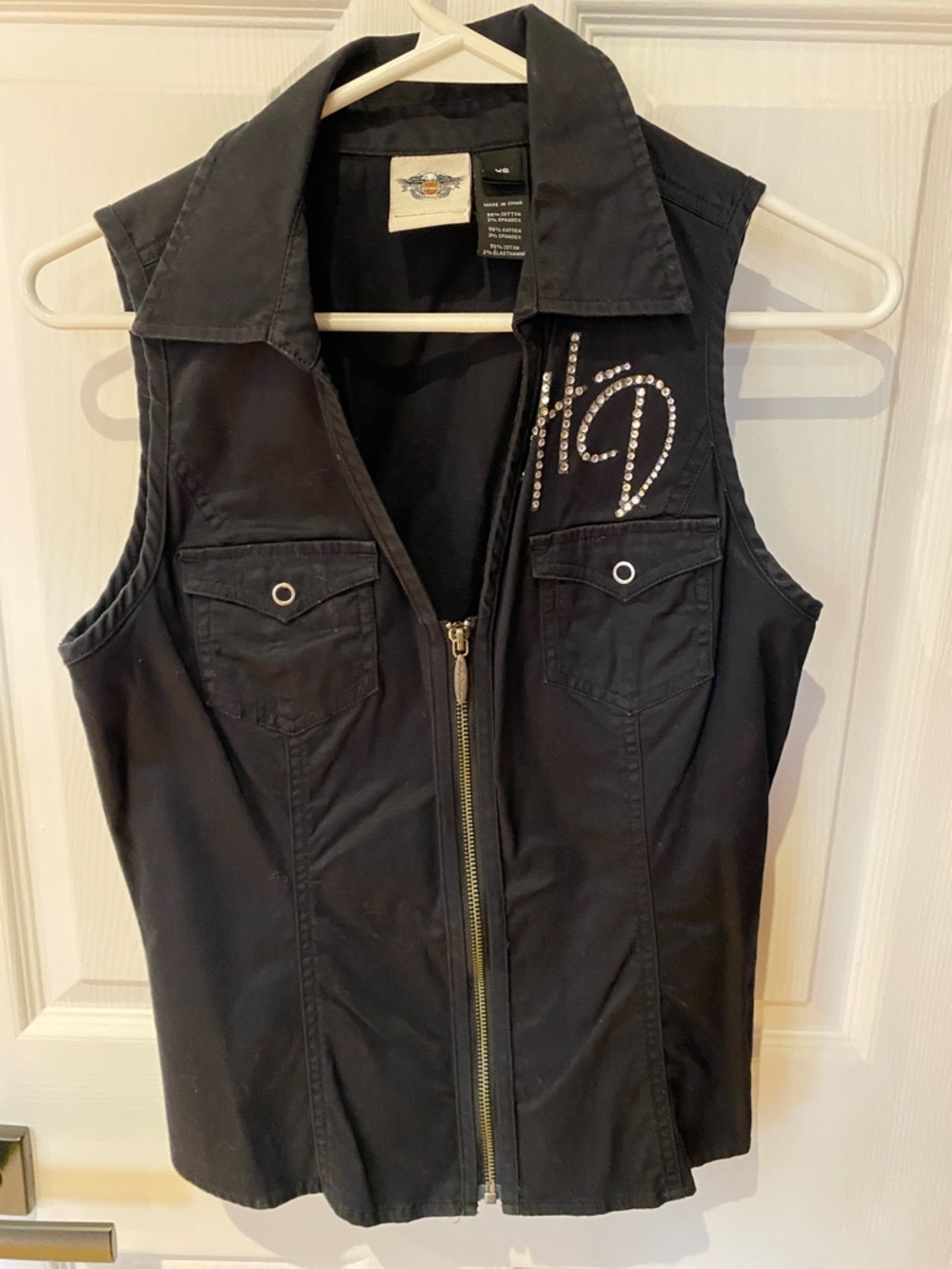 Harley-Davidson Black Sleeveless Moto Vest back lace up (+free piece) - Picture 7 of 10